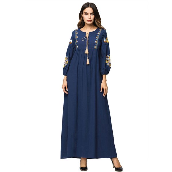 

vestido 2018 uae abaya kaftan dubai bangladesh turkey women embroidery hijab muslim dress jilbab robe turkish islamic clothing, Red