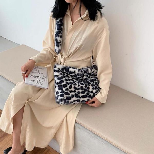

fashion woman leopard vintage plush handbags autumn and winter fashion shoulder bag elegant wild simple messenger bag #0108