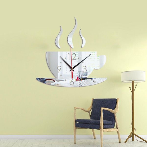 

tpfocus 3d acrylic mirror wall clock coffee cup shape mirror surface wall sticker living room decoration living room stickers