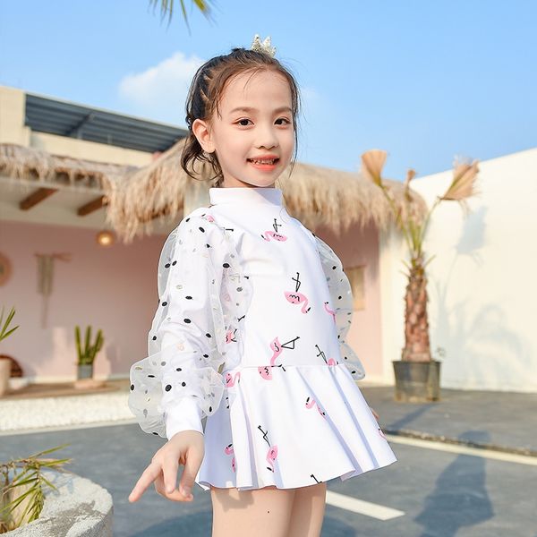 

2020 girls' one-piece skirt dress cute cartoon baby swimsuit children's swimsuit, White;black