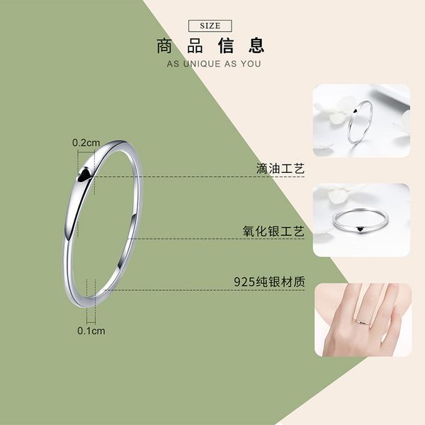 

Amazon source Europe and America simple love S925 Sterling Silver Ring drop oil love lady silver ring customization