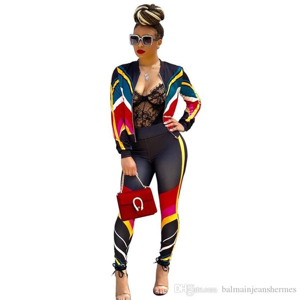 

autumn womens cardigan tracksuits casual female striped printed sports set fashion ladies 2pcs contrast color set, Gray