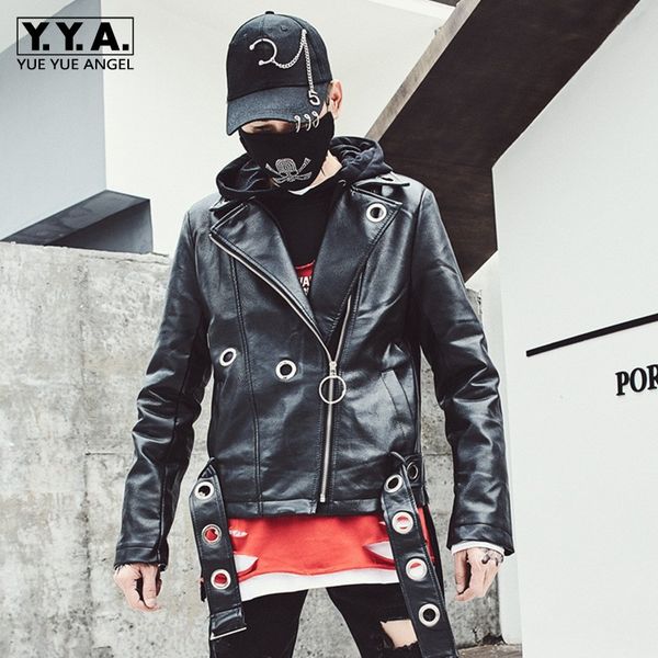 2019 Men Bar Dj Faux Leather Outwear Jacket Casual Streetwear Loose Fit Belted Motorcycle Biker Windproof Man Coats From Haitan
