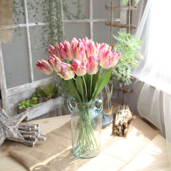 

5 pcs/lot 54cm artificial flower single branch large latex tulip for l home decoration wedding decoration fake flowers background wall