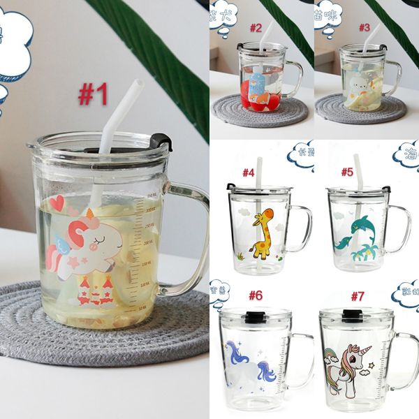 

творческий 400мл kid молоко шкала кубок студент бутылки воды пиво кофе кружки мультфильм дети молоко кружка с крышкой с стро dhl бесплатная