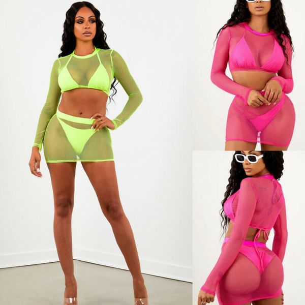 

womens summer swimsuit fishnet mesh bikini cover up swimwear bathing suits /by