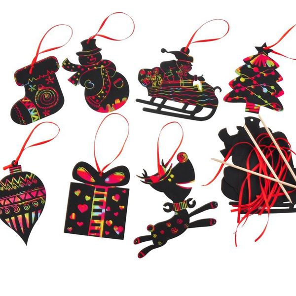 

ornaments scratch art paper coloring cards scraping drawing toy decoracion navidad scratch card magic color christmas tree