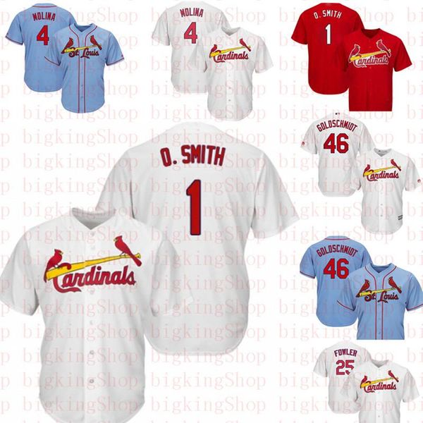 

46 Paul Goldschmidt St. Louis Mens Cardinal Jersey 4 Yadier Molina 1 Ozzie Smith 25 Dexter Fowler Baseball Jerseys 2020