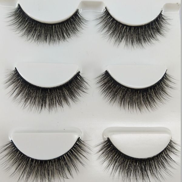 

3 pairs makeup false eyelashes natural thick 100% real 3d mink lashes fur strip fake eye lashes mink eyelashes extension 3d-x18