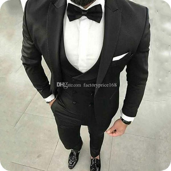 

fashionable one button groomsmen peak lapel groom tuxedos men suits wedding/prom/dinner man blazer(jacket+pants+tie+vest) aa219, Black;gray