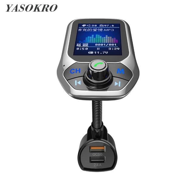

1.8 inch color display bluetooth fm transmitter wireless car fm modulator mp3 player car kit handsqc3.0 charger