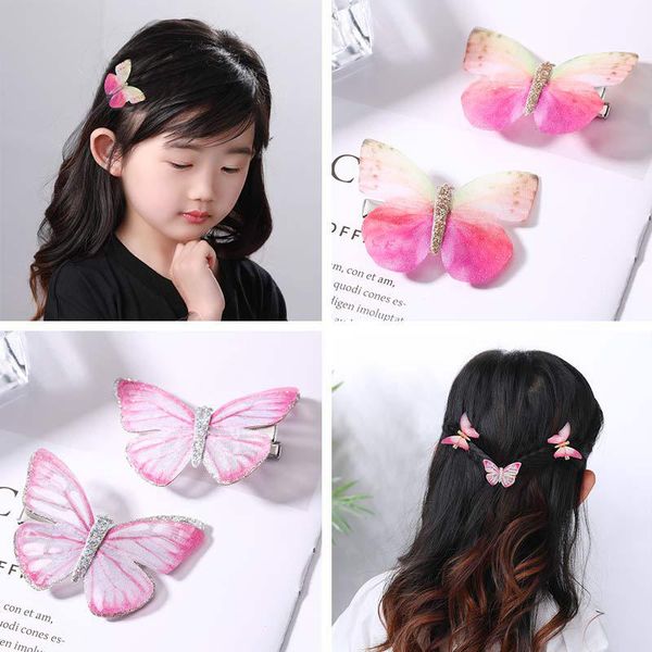 

hair clips crystal graceful cartoon hairpin girls gifts candy color colorful dream butterfly 2pcs girls 9 colors, Slivery;white