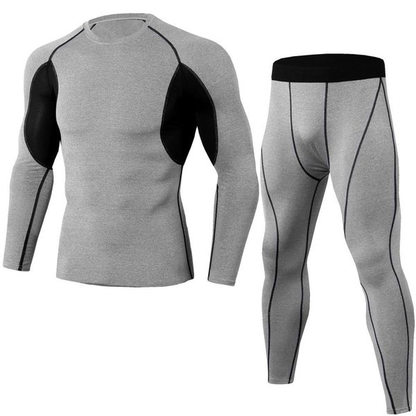

sports desinger 2pcs slim tracksuits mens jogging solid colot long sleeve crew neck pants summer basketball homme clothing, Gray