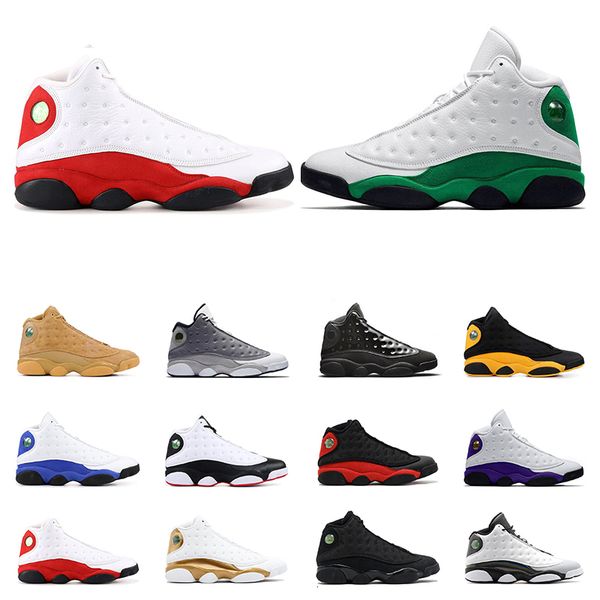 

new arrivel mens basketball shoes 13s lucky green court purple black cat bred hyper royal wheat 13 trainers sports sneaker shoes size 7-13