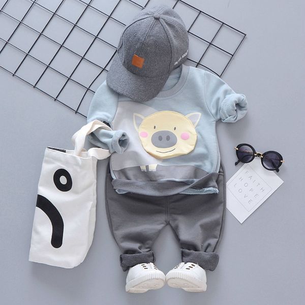 

spring autumn cartoon baby boy girl clothes children print full pants 2 pcs/sets kids toddler cotton clothing infant tracksuits y200325, White