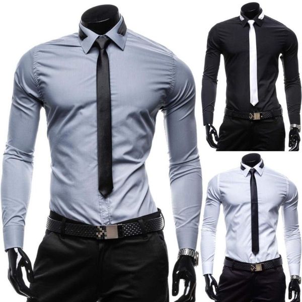 

zogaa business dress shirt mens long sleeve slim fit men's casual button-down shirt formal solid dress shirts men clothes camisa, White;black