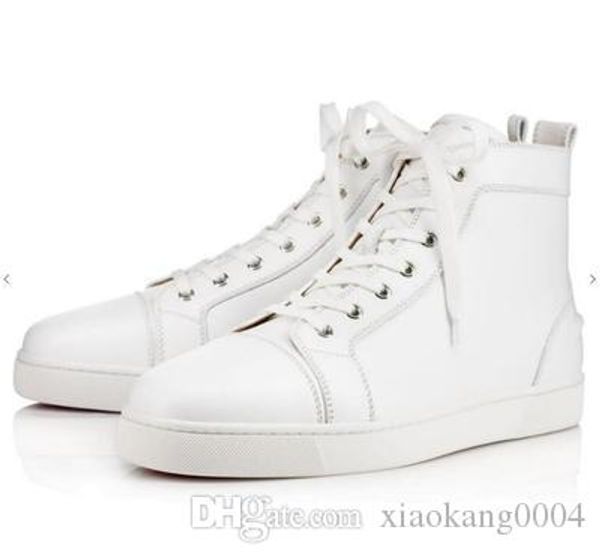 

wholesale famous designer brand for men gold silver rhinestone red bottom sneakers lovers genuine leather high casual flats shoes m607, Black