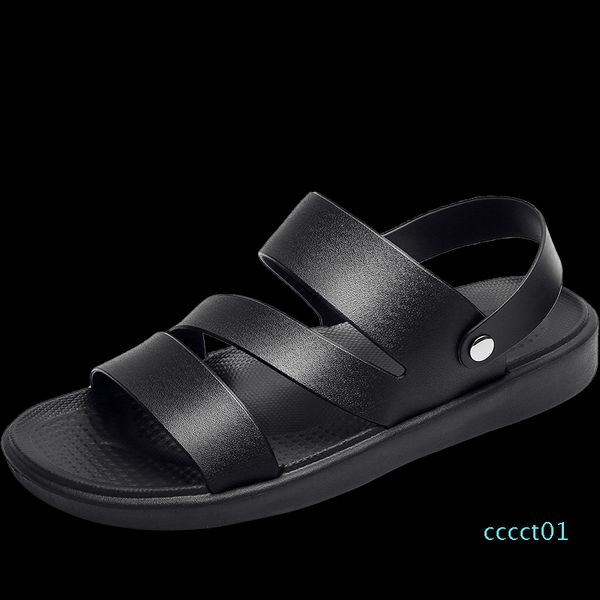 

summer sandals men leather classic roman sandals 2020 slipper outdoor sneaker beach rubber flip flops men water trekking ct1, Black