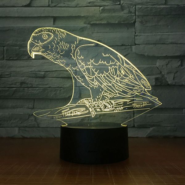 

parrot bird 3d led night lamp stereo acrylic office bar bedroom mood lighting 7 colors change illusion birthday gift kids toy
