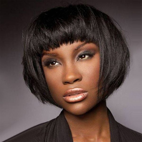 

black women fashionable natural black lifelike bobo hair style wigs