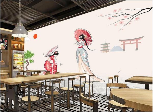 

custom wall stickes p simple and fresh japanese style kimono woman background wall 3d murals homedecor murals wallpaper for walls 3 d