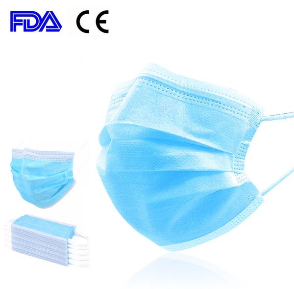 

fast shipping disposable face masks with elastic ear loop 3 ply breathable and comfortable for blocking dust air pollution protection pack