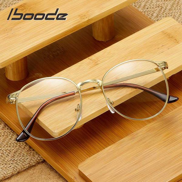 

iboode women men metal glasses frame optical vintage retro clear lens myopia eyewear frames for men transparent lens spectacles, Black