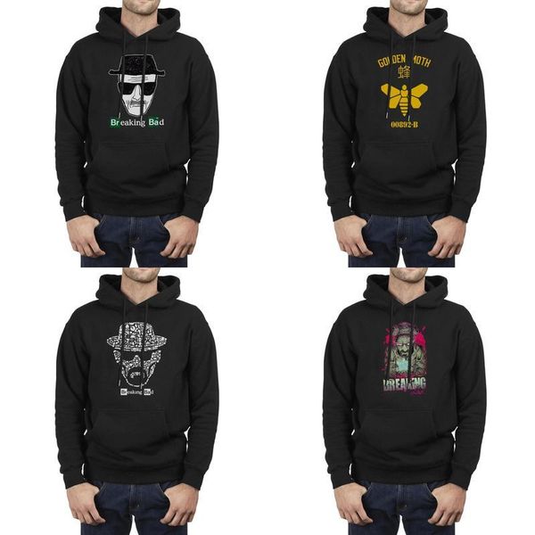 

fashion men breaking bad poster black winter hoodies,sweatshirt printing novelty slim fit hoodies heads breaking bad heisenberg golden