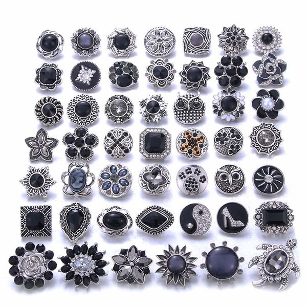 

new 18mm snaps jewelry mixed rhinestone metal snap buttons fit 18mm snap bracelet bangle earrings necklaces for women jewelry, Golden;silver