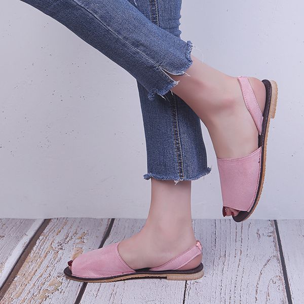 

summer sandals women plus size flats female casual peep toe shoes faux suede slip on elastic band leisure solid footwear2019, Black
