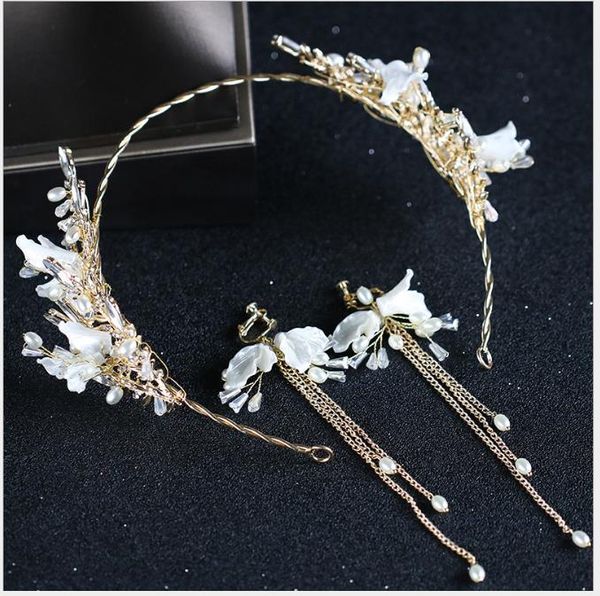 

tasseled earrings suit wedding dress, hairband, headdress and bridal jewelry, Slivery;golden