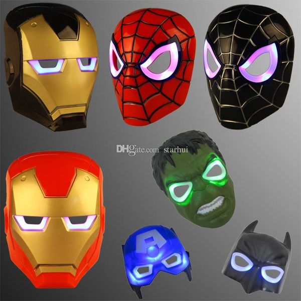 

led masks children animation cartoon spiderman light mask masquerade full face masks halloween costumes party gift wx-c07, Silver