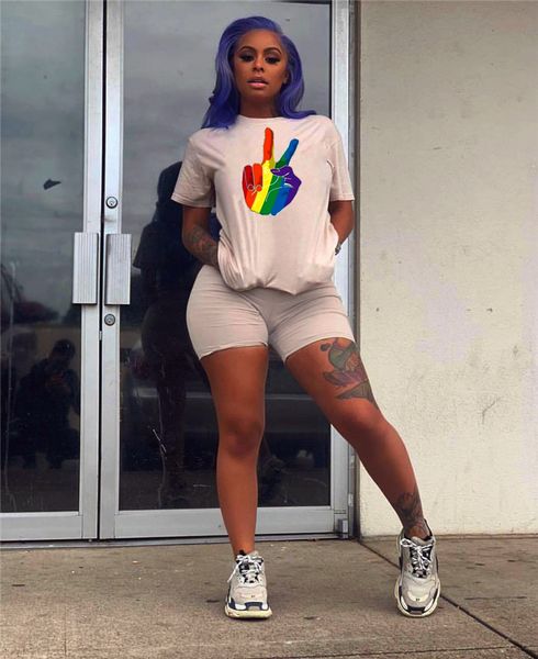 

мода pure color женские костюмы печать crew neck короткие рукава короткие штаны случайные летняя одежда, Gray