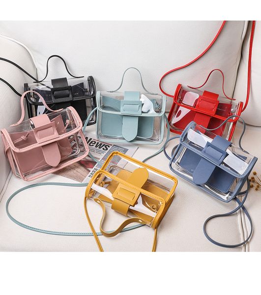 

2020 spring summer fashion women's transparent square sling bag cool pvc shoulder messenger mobile sweet lady bag