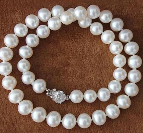 

8-9mm blanco del sur akoya mar collar de perlas 18", Silver