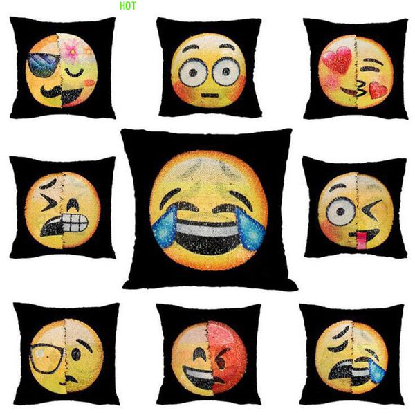 

новый дизайн двойной цвет emoji блестки подушка мода лица выражение наволочки подушка домашний декор диван автомобиля яркие обложки