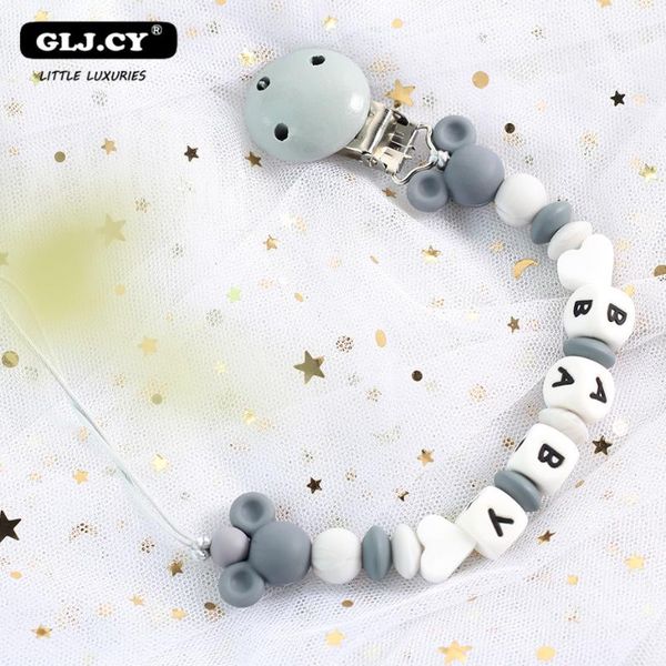 

pacifiers# baby pacifier clip chain personalized name dummy holder for nipples clips silicone teething beads birthday shower gift