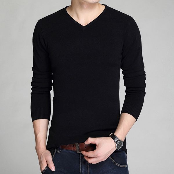 

vogue men sweaters autumn winter thin knitted sweaters solid color v neck pull homme men basic simple pullover streetwear, White;black