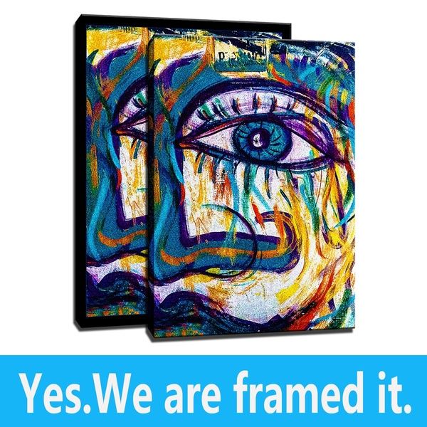 

hd canvas art print abstract graffiti eye oil painting on canvas wall home decor - ready to hang - frame