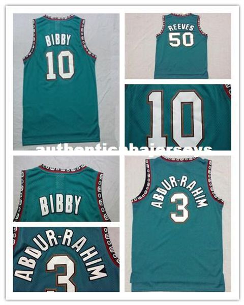 

бесплатная доставка ванкувер # 10 майк бибби # 50 ривз # 3 шариф дважды сшитые сетки винтаж баскетбол джерси лучшее качество ncaa college, Black;blue