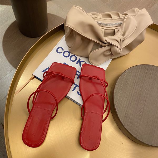 

2020 fashion flip flops high heels slippers women open square toe sandals ladies spring summer female slides flat shoes woman, Black