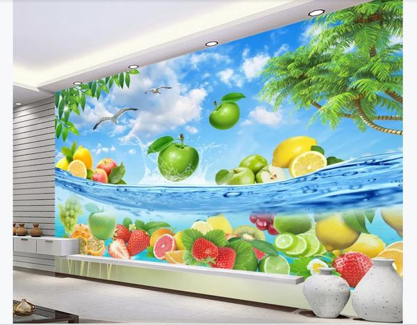 3D Özel duvar kağıtları ev dekor fotoğraf kağıdı HD Meyve Taze Yaz Hawaii Deniz Suyu Oturma Odası TV Arka Plan Duvar Kağıdı duvar için