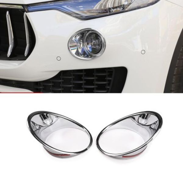 

chrome car styling abs front fog light lamp cover trim frame strip stickers for maserati levante 2016-17 car exterior accessorie