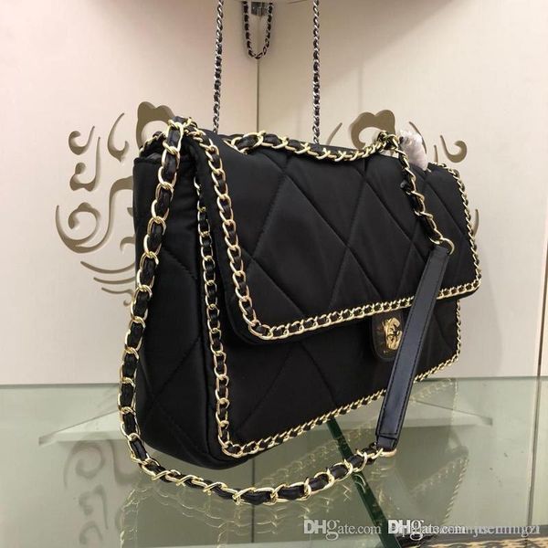 

fashion brand designdesigners diana matelasse chain shoulder bag silk black 6644 size36x23x7cm