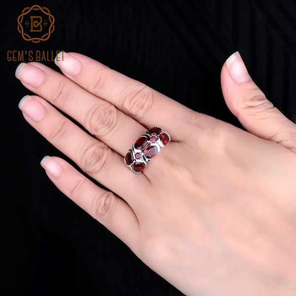 

gem's ballet unique design 6.13ct natural garnet gemstone ring 925 sterling silver mona lisa ring for women wedding bijouterie, Golden;silver