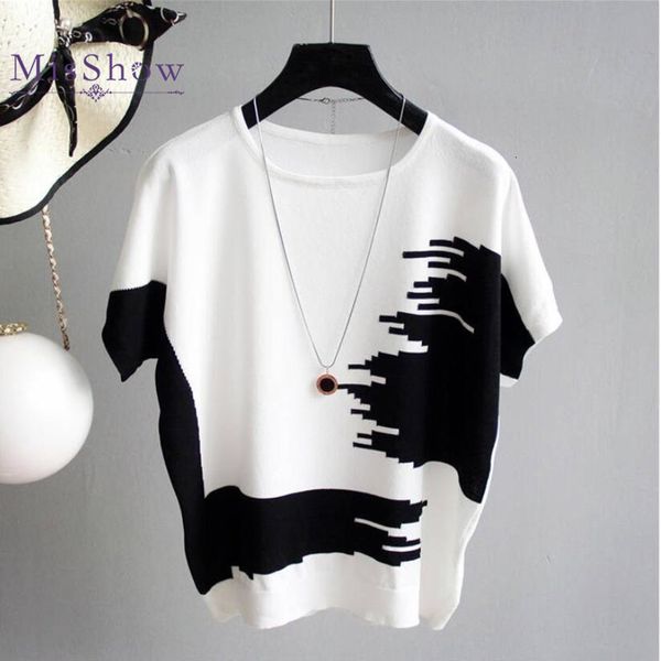 

fashion autumn wintaji sweaters 2019 women's casual clothes sleeves short neck round coat women, Black;white