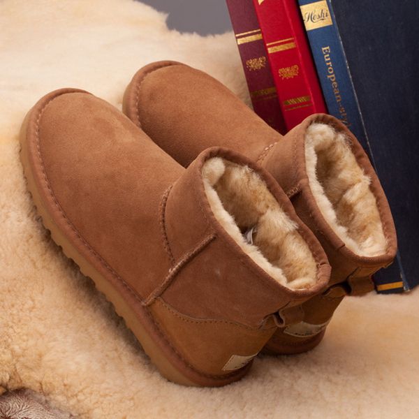 

dumoo genuine leather sheep fur snow boots women australia boots winter warm ankle for women botas mujer 5854basic booties, Black