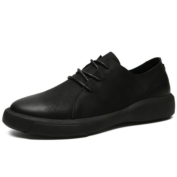 

genuine leather shoes men leather sneakers flats design style men shoes loafers lace up walking casual big size 37-47, Black