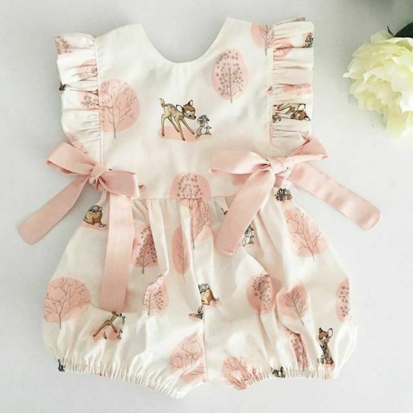 

2020 baby girl summer clothing cute deer flower cotton soft romper jumpsuit for newborn infant clothes children kid, Blue