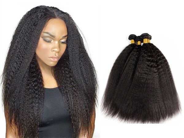 Viya 8a Kinky Straight Yaki 4 Bundles Weave Real Indian Human Hair